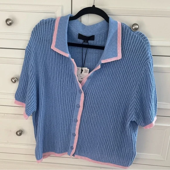 NWT Zara Blue And Pink Shirt SZ L - Picture 3 of 4